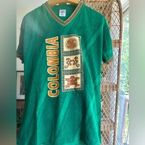 L cotton Colombia Graphic Men's Short Sleeve Tee - Green vintage fútbol soccer